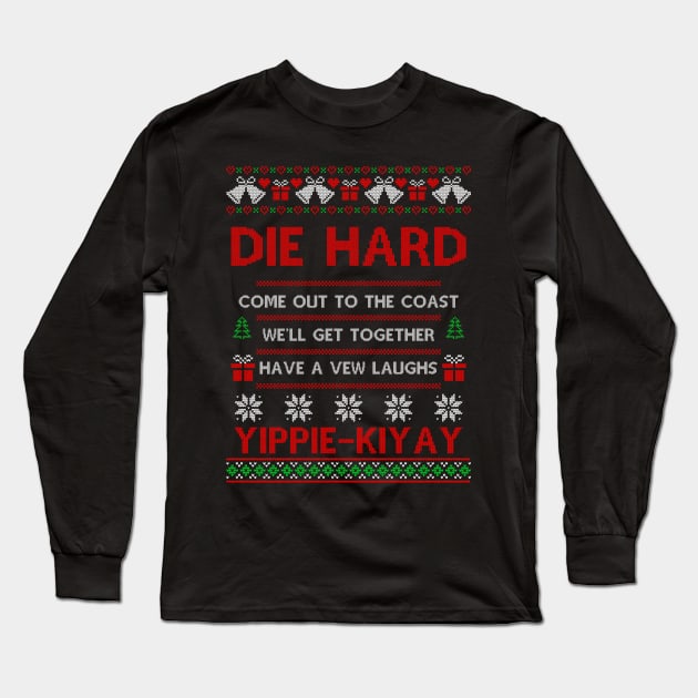 Die Hard Movie Ugly Christmas Long Sleeve T-Shirt by AnglingPK